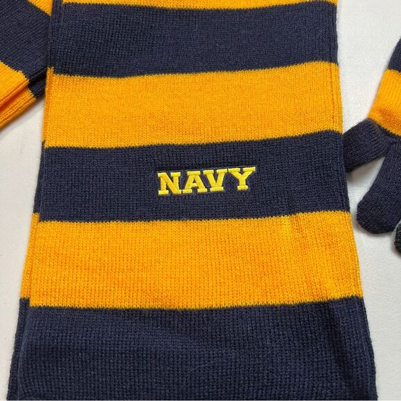 NWT Navy Striped Glove And Scarf Set Logofit Medium Gloves - Picture 3 of 9